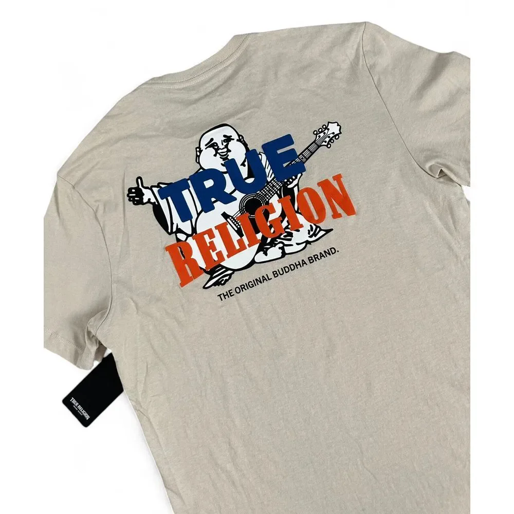NWT True Religion Buddha Guitar Tee Beige‎ Cotton Shirt Size M